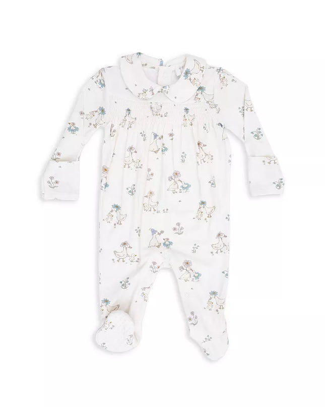 Flower Ducklings - Smocked Peter Pan Snap Footie