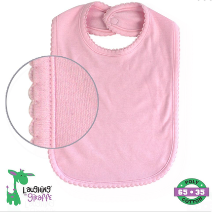 Laughing Giraffe Blank 2-PLY Picot Trim Baby Bib Embroidery