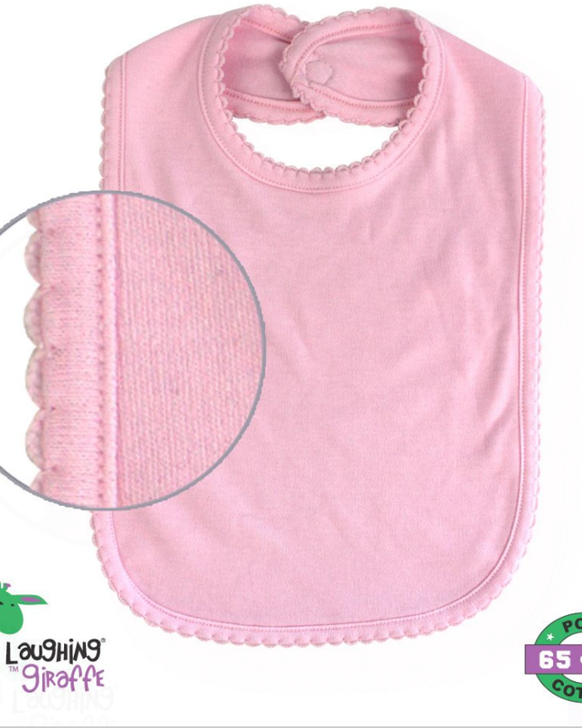 Laughing Giraffe Blank 2-PLY Picot Trim Baby Bib Embroidery