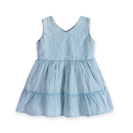 River Soft Denim Washed Baby Dress + Bloomer (Organic)