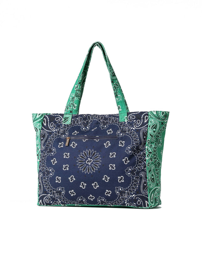 Bandana Print Canvas Tote -Bailey Navy/Green