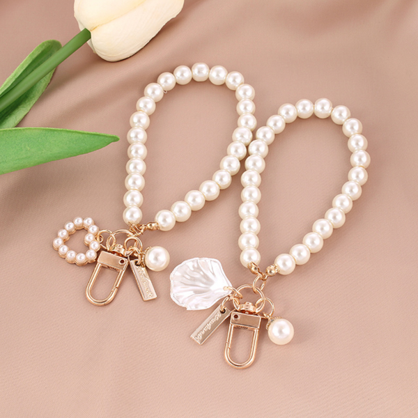 Faux Pearl KeychainFaux, AirPods Case Chain: Wrist Heart