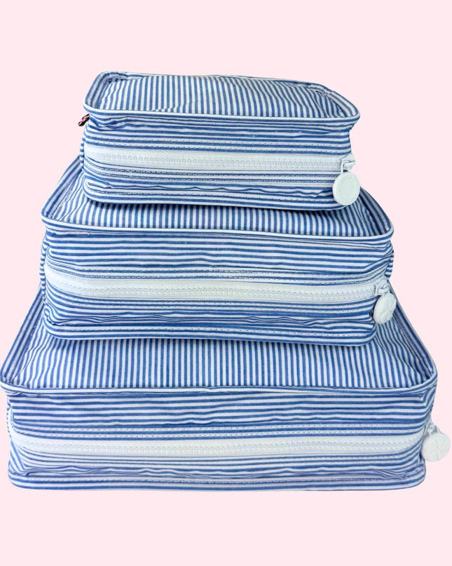 Navy Preppy Stripe ~WIPEABLE~ Stacking Set | Mint