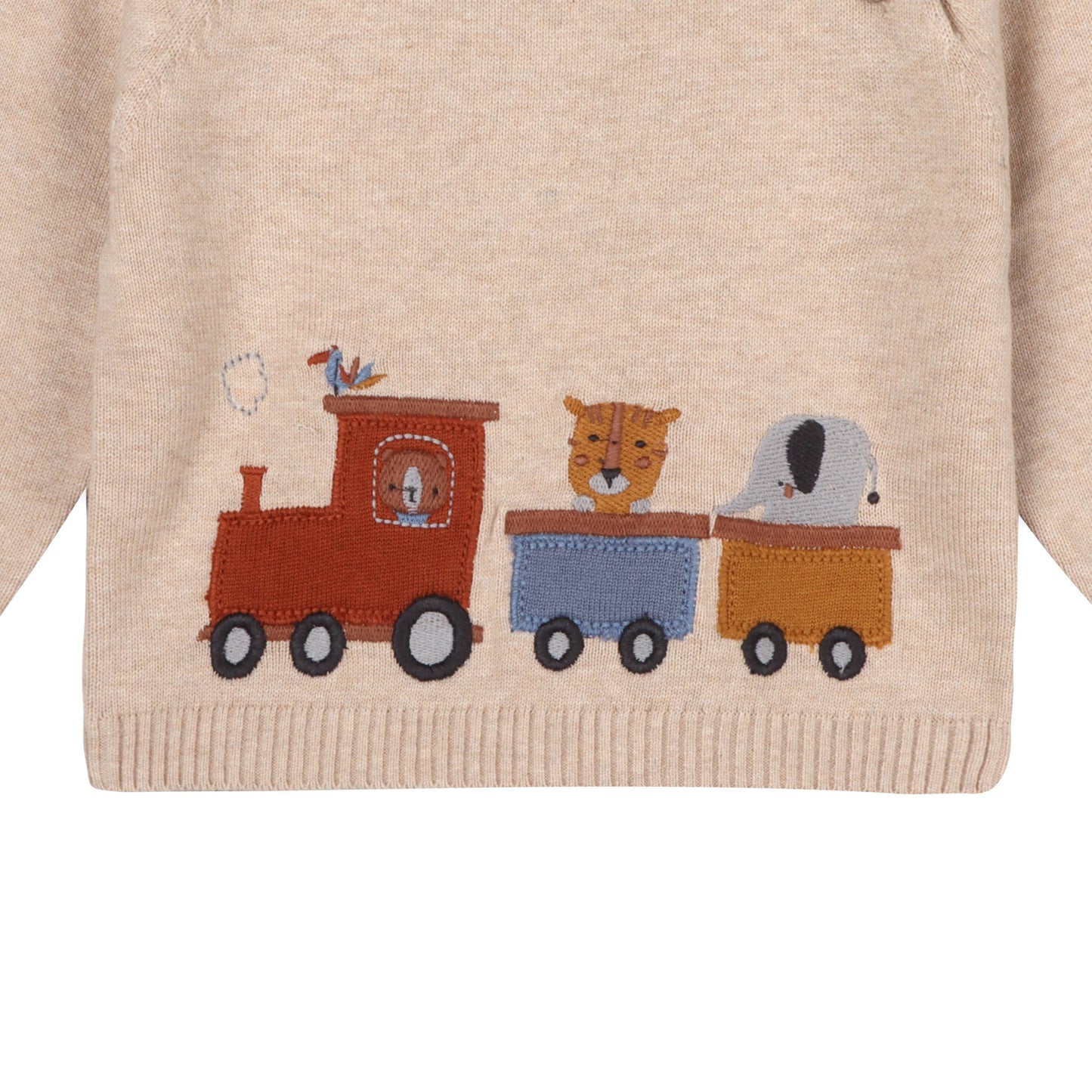 Animal Train Stripe Sweater Knit Baby Pullover