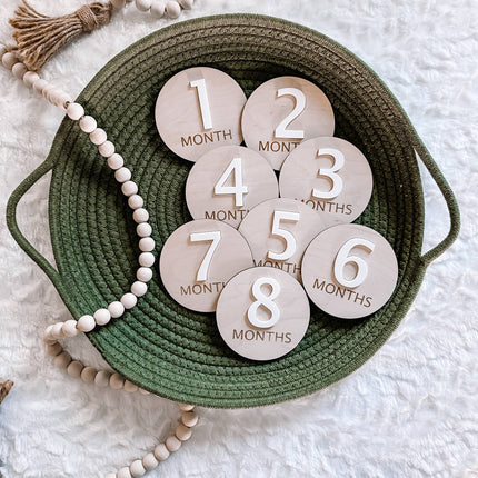 3D Wooden Monthly Milestone Set - Navy