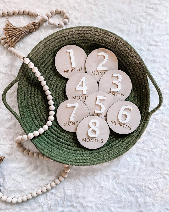 3D Wooden Monthly Milestone Set - Navy