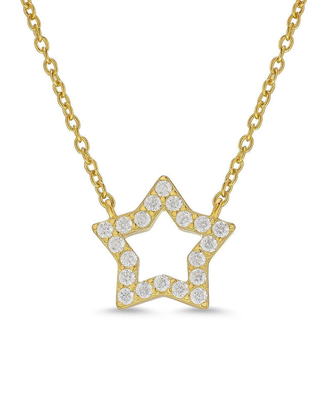 CZ Open Star Necklace in 18k Gold over Sterling Silver