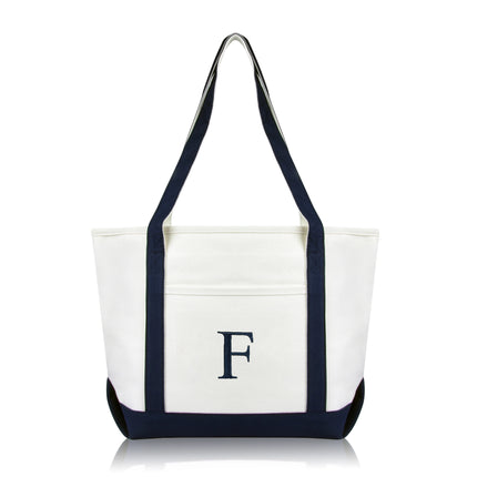 Personalized Black Tote Bag with Initial