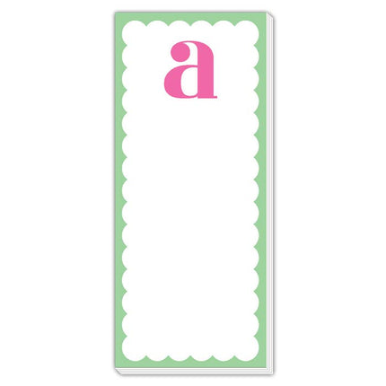 Scallop Monogram Pink And Green A Skinny Notepad