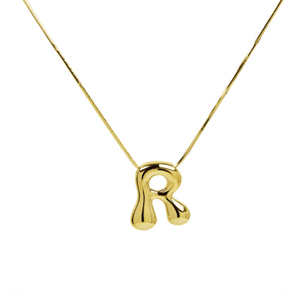 Initial Balloon Waterdrop 18K Gold Necklace