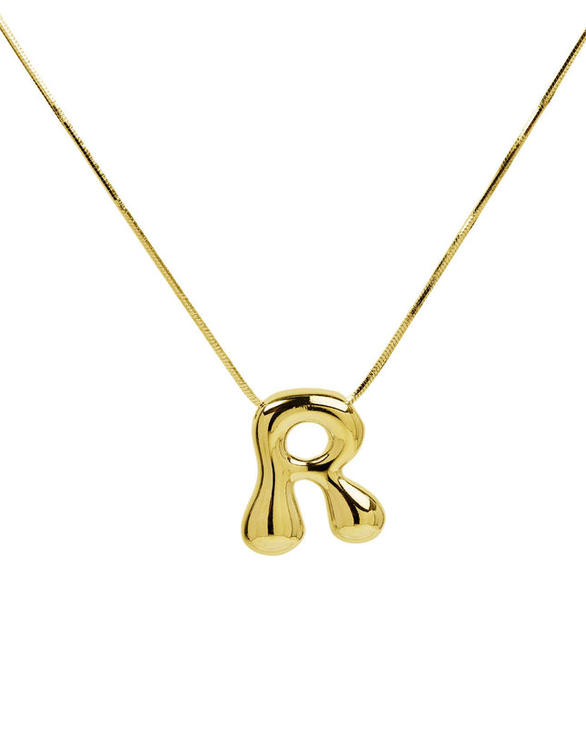 Initial Balloon Waterdrop 18K Gold Necklace