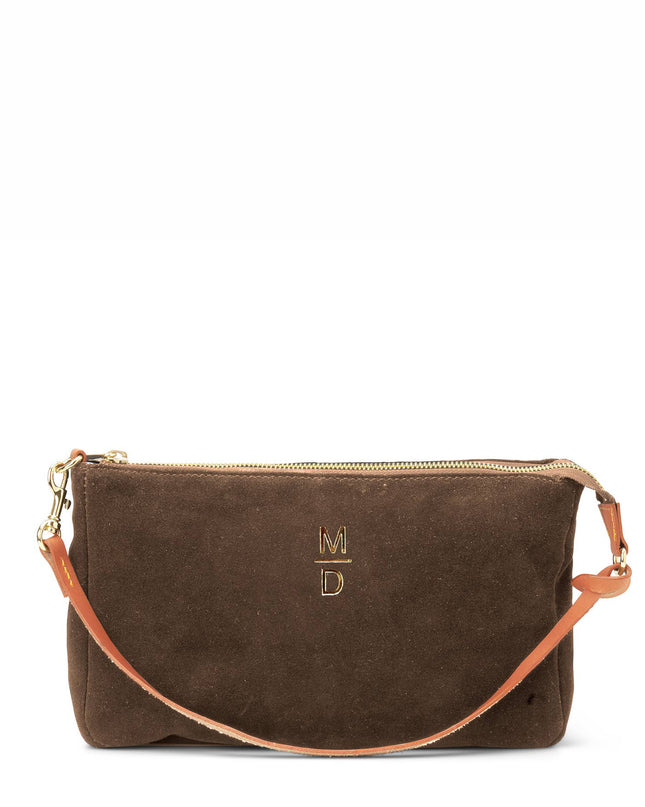 "Colette" Suede Shoulder Bag in Praline