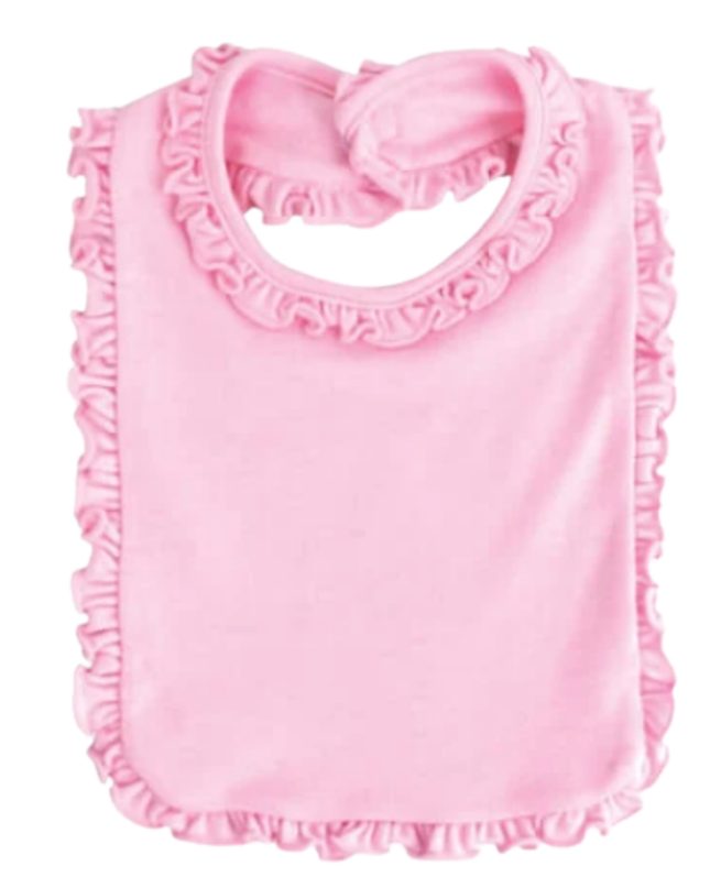 Baby Girl  2-PLY Blank Bib w/ Ruffle Trim 6-PACK Embroidery