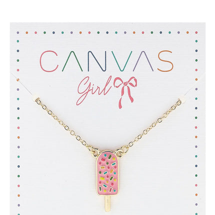 Lena Enamel Popsicle Children's Necklace in Shiny Gold