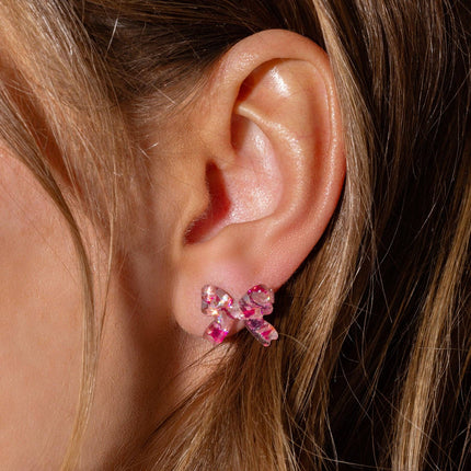 Stud Earrings - Acrylic Ribbon Bows