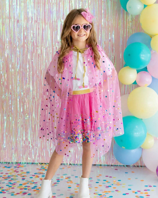 Raspberry Confetti Cape - Kids Dress Up Cape