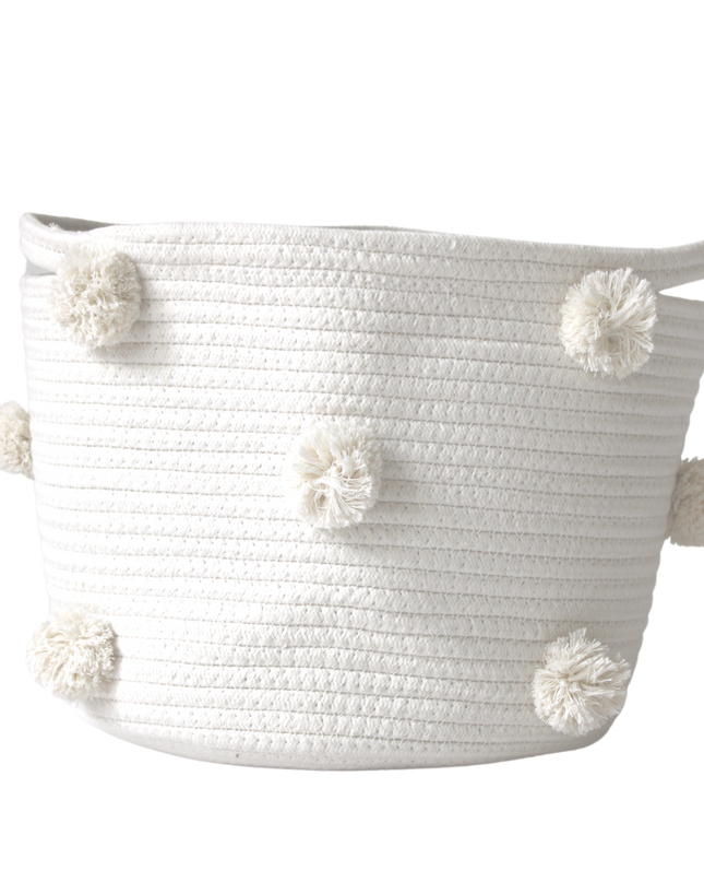 Natural Pom Basket