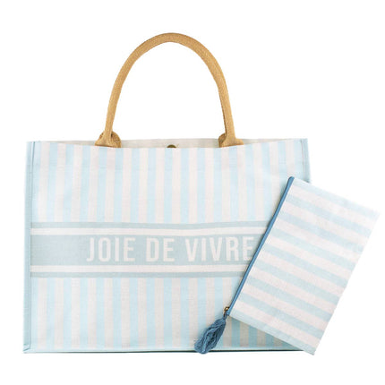 Joie De Vivre Juco Tote   Blue/White   19x14x7.5