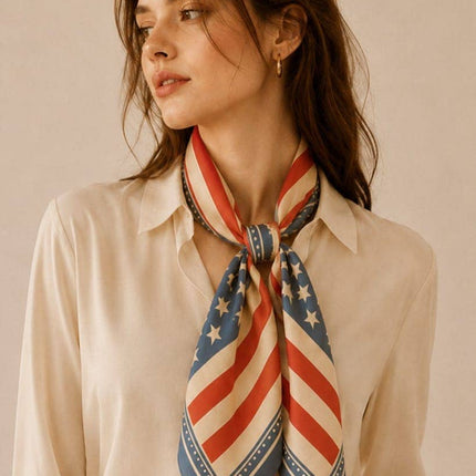 USA Flag Print Square Scarf