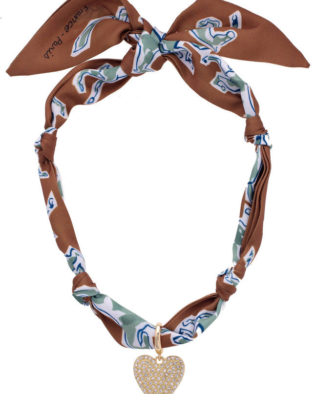 Winnie Pave Heart Scarf Necklace