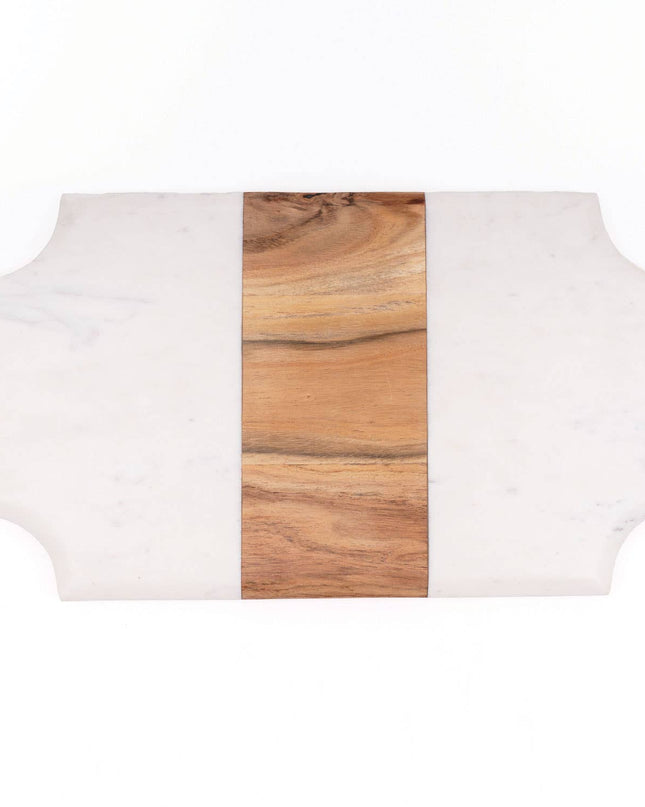 Marble & Wood Beveled Serving Board