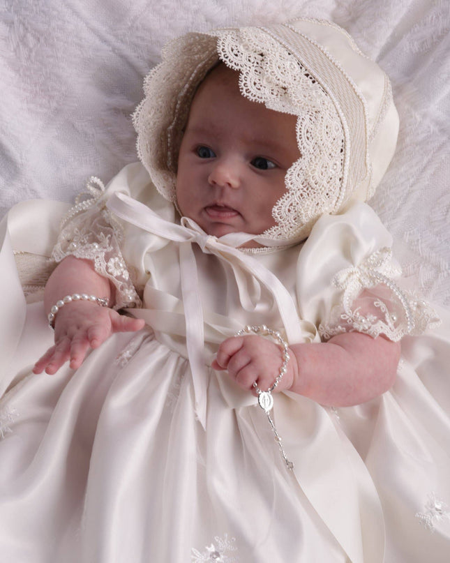 Sterling Silver White Baby Rosary Girl or Boy Baptism Gift