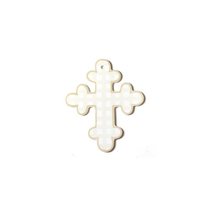 Personalized Ecru Gingham Ceramic Cross