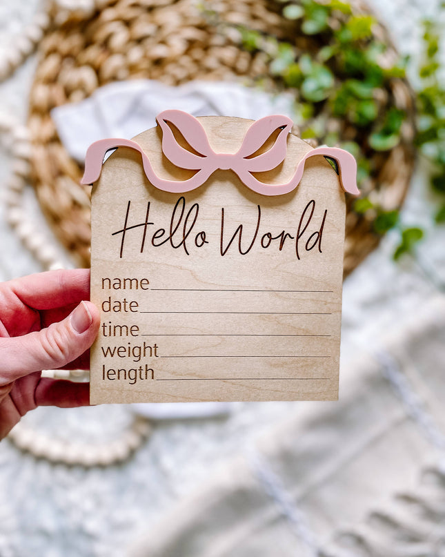 Hello World Birth Stat Sign - Bows