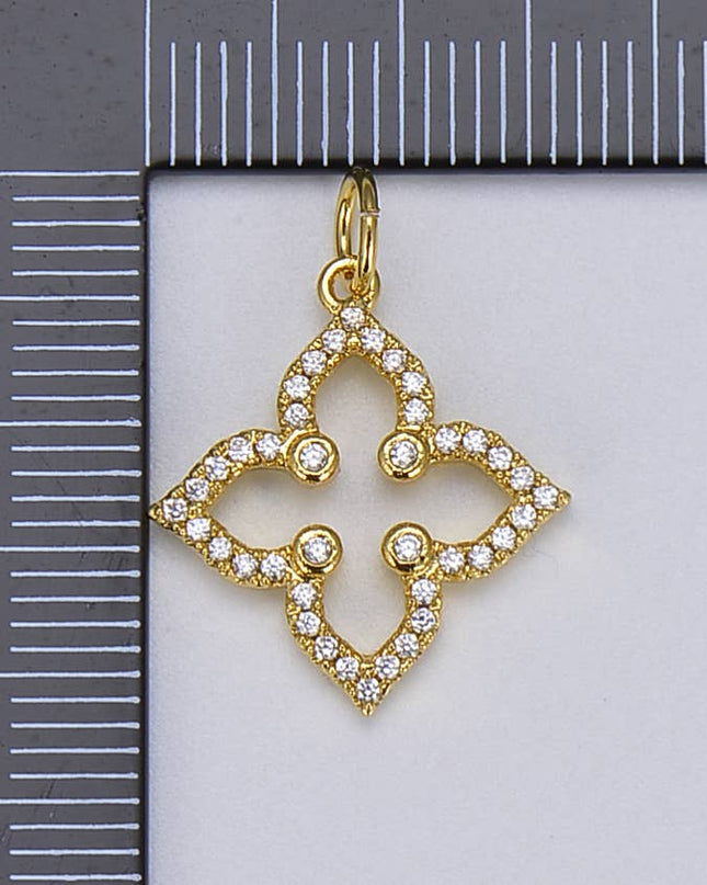 Gold Filled Four Leaf Clover Flower Charm Pendant, CP016