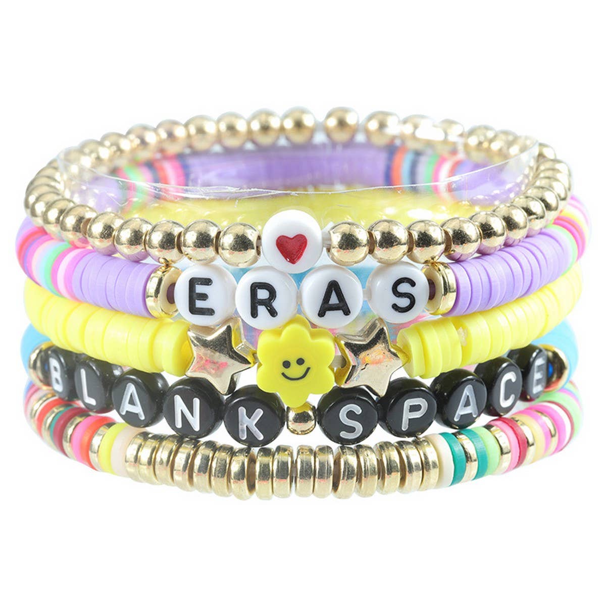 5PCS COLORED LETTER MULTI-LAYER BEADED BRACELET_CWAJE0711