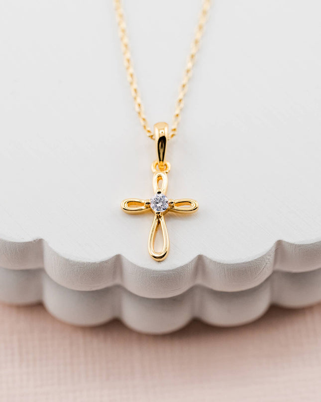 Kids Cross Open Infinity Necklace