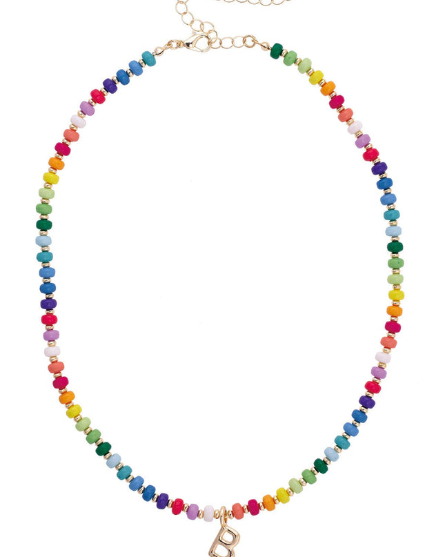 Ruthie Rainbow Beaded Mini Initial Children's Necklace