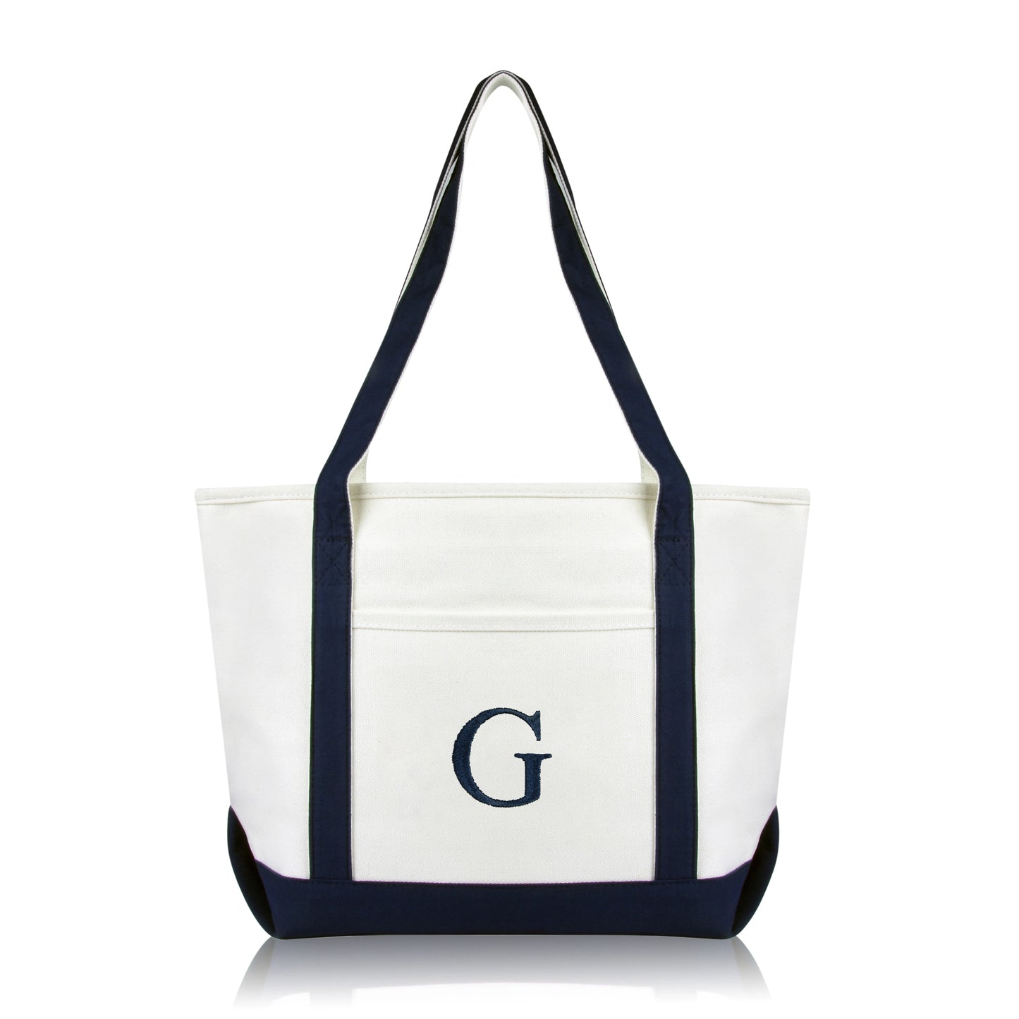 Personalized Navy Tote Bag with Initial