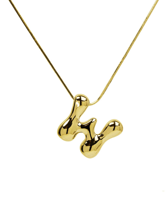 Initial Balloon Waterdrop 18K Gold Necklace