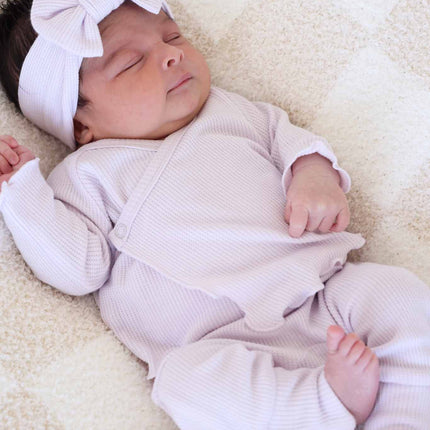 Barely Orchid Bamboo Waffle Knit Large Bow Headwrap