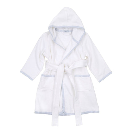 Essentials Light Blue Gingham Trim Bathrobe