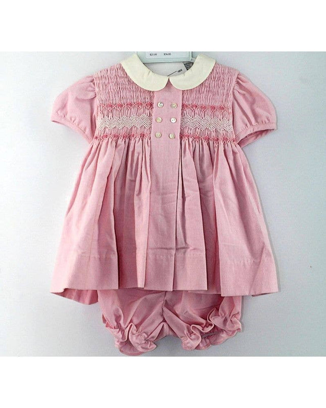 Smocked Corduroy Pink Baby Girl Dress