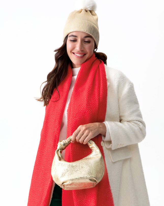 CHRISSY KNOTTED METALLIC TOP HANDLE BAG