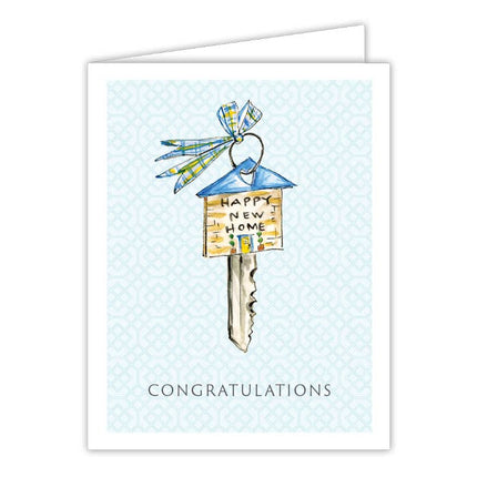 Handpainted Happy New Home Key Greeting Card