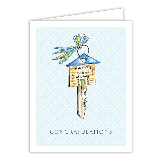 Handpainted Happy New Home Key Greeting Card