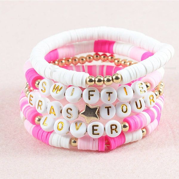 5PCS COLORED LETTER MULTI-LAYER BEADED BRACELET_CWAJE0711