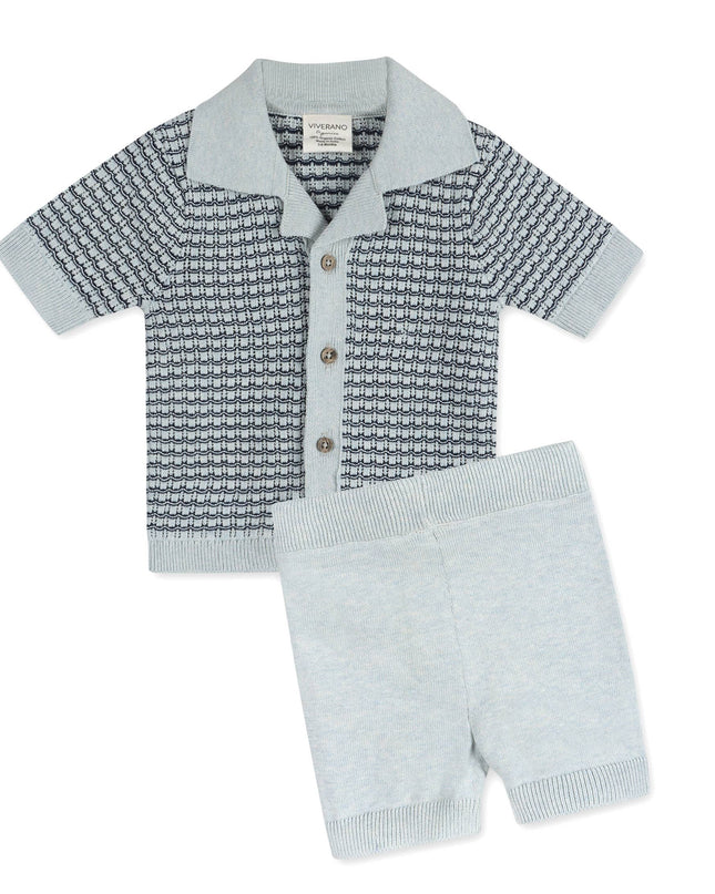 Miles Wave Textured Baby Shirt & Shorts Set
