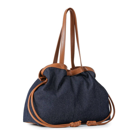 Cinched Denim Tote Bag -Reese Indigo