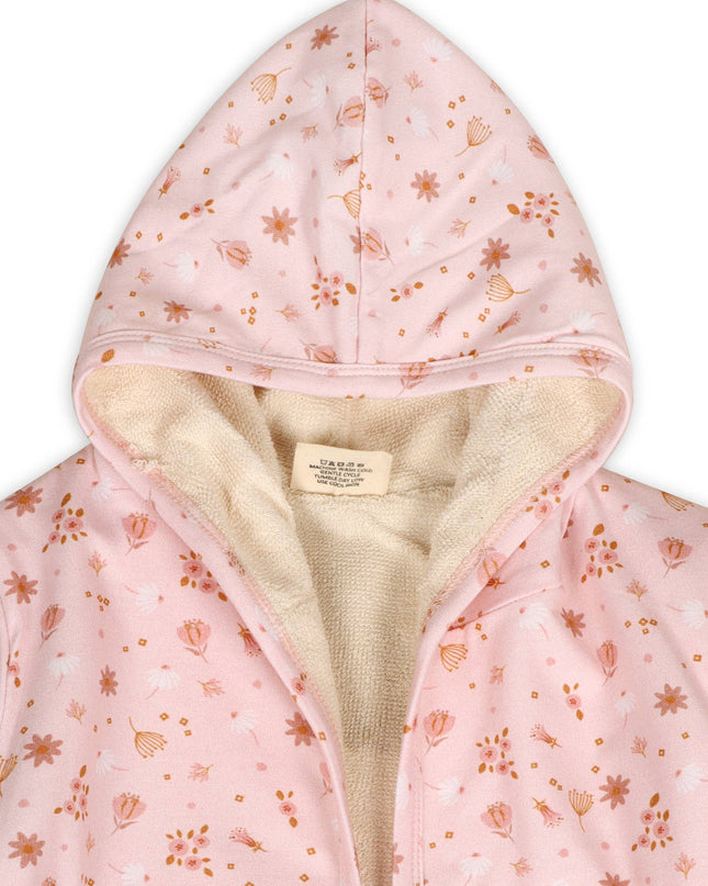 Pink Floral Baby Hooded Bathrobe (Organic Jersey)