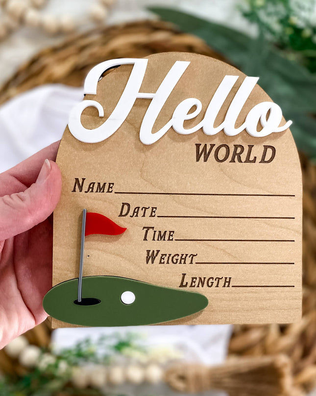 Hello World Birth Stat Sign - Golf