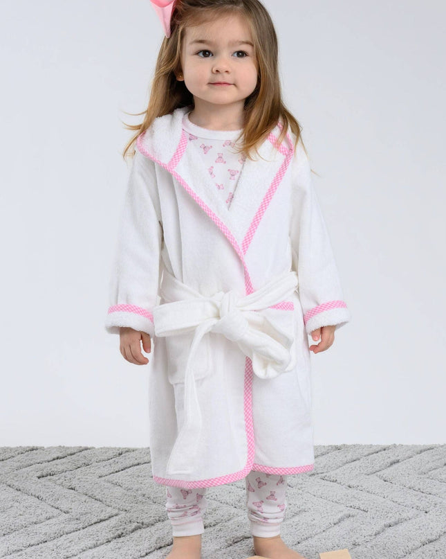Essentials Pink Gingham Trim Bathrobe