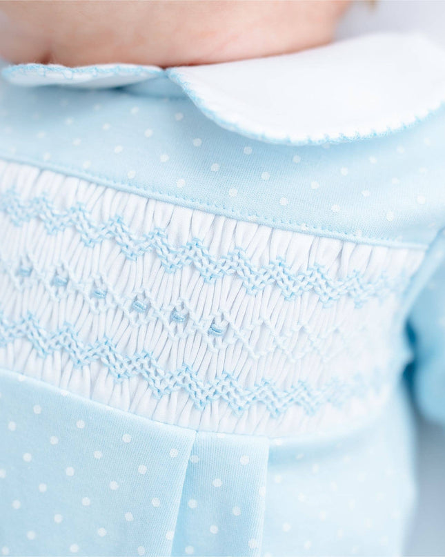 Luca's Classics Smocked Footie - Light Blue