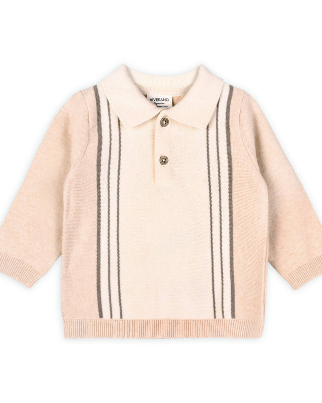 Classic Stripe Polo Knit Baby Pullover & Pant Set (Organic)