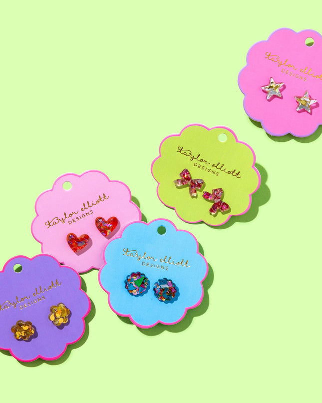Stud Earrings - Acrylic Ribbon Bows
