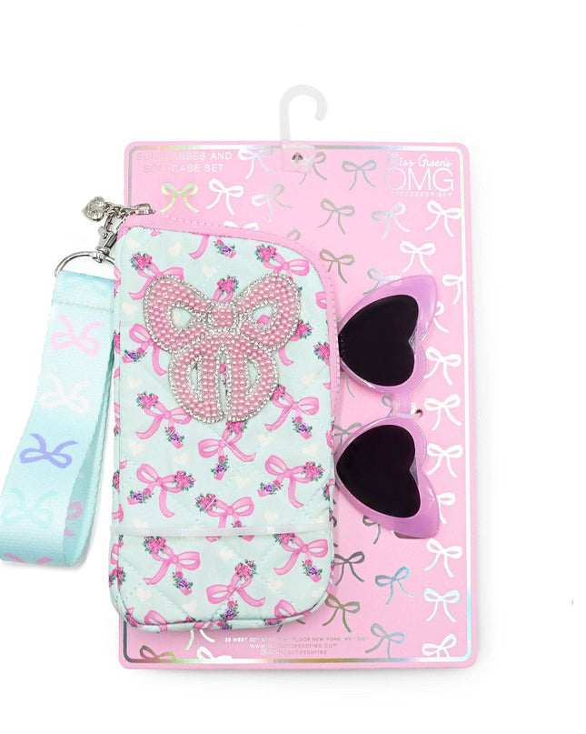 Beaded Bow Wristlet Case and Sunglasses